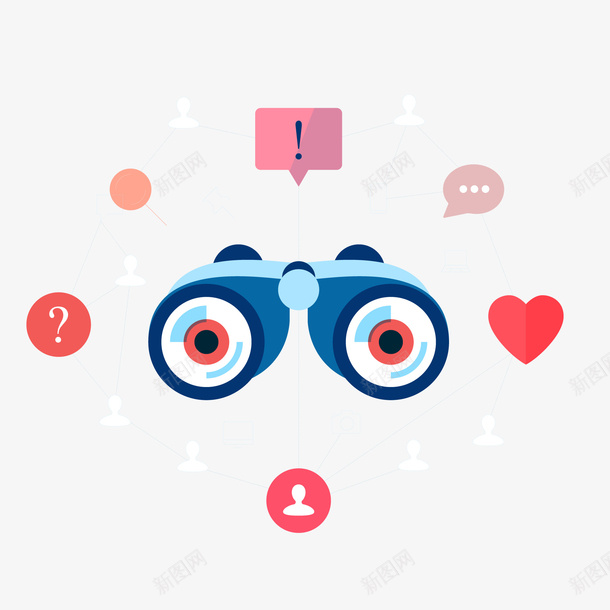 卡通商务插画矢量图ai免抠素材_88icon https://88icon.com ppt 信息 卡通 商务 插画设计 望远镜 矢量图