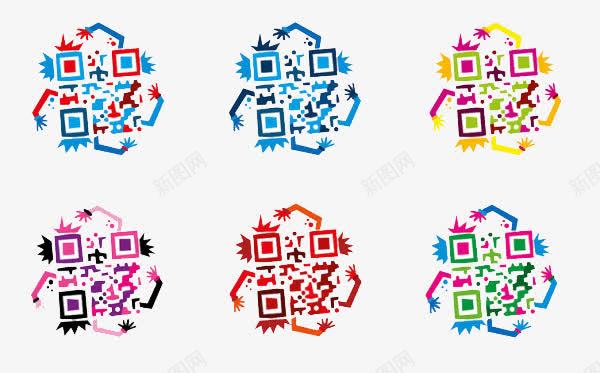 彩色二维码png免抠素材_88icon https://88icon.com 二维码 六种配色 头发 手臂