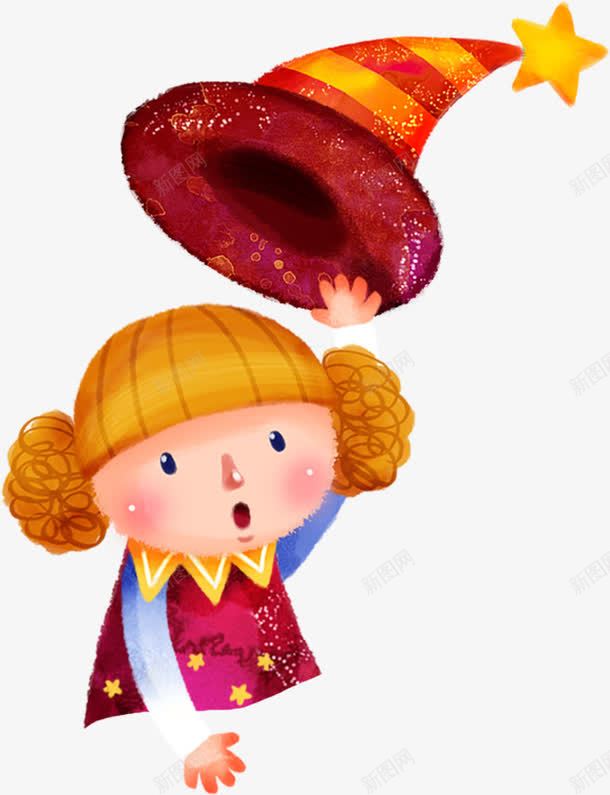 手绘可爱女孩脱帽png免抠素材_88icon https://88icon.com 可爱 女孩 脱帽