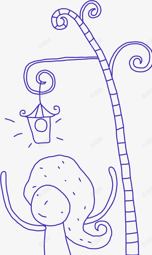 蓝色唯美手绘景物png免抠素材_88icon https://88icon.com 景物 蓝色