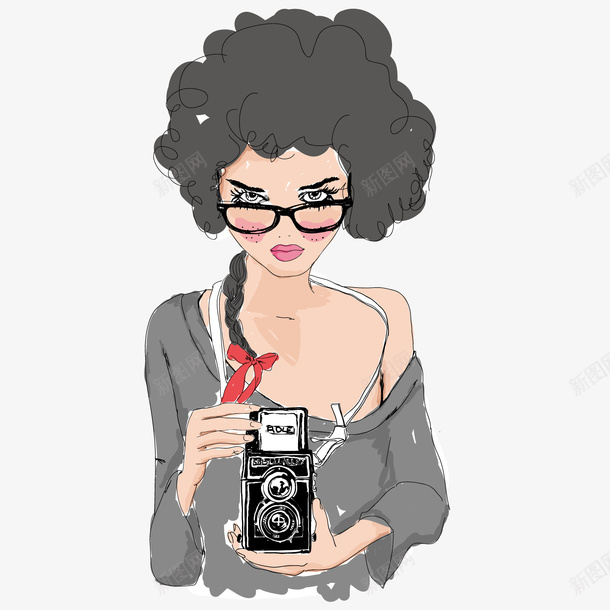 拍照的女人矢量图ai免抠素材_88icon https://88icon.com 女人 拍照 摄影 矢量图
