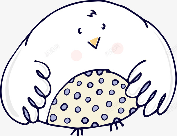 胖胖的小鸡png免抠素材_88icon https://88icon.com 动物 卡通 可爱 小鸡 手绘 点点 白色 胖胖的
