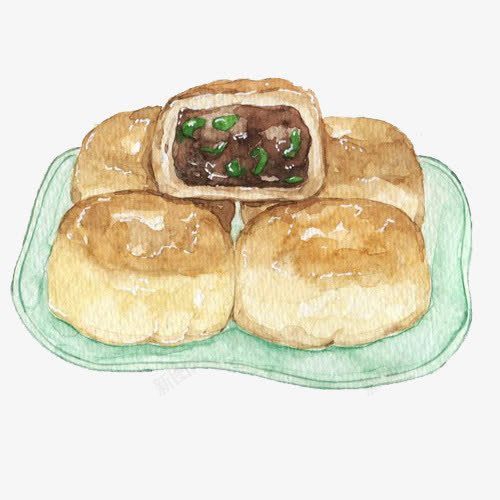 豆沙包子手绘画片psd免抠素材_88icon https://88icon.com 包子 手绘美食 蓝色盘子 豆沙包子 面食