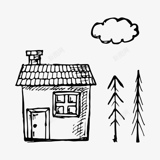 房子建筑涂鸦图标svg_88icon https://88icon.com 家 建筑 房子 手绘 涂鸦