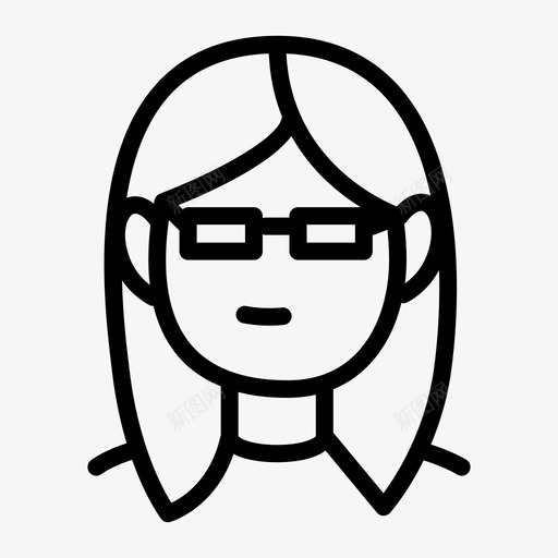 人物画画眼镜图标svg_88icon https://88icon.com 人物画 人物画瘦 画 眼镜 长头发