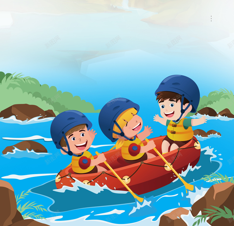 卡通人物夏季漂流X展架psd设计背景_88icon https://88icon.com 卡通人物 水上乐园 盛夏漂流 叶子 漂流 欢乐无极限 欢乐漂流 清凉夏日