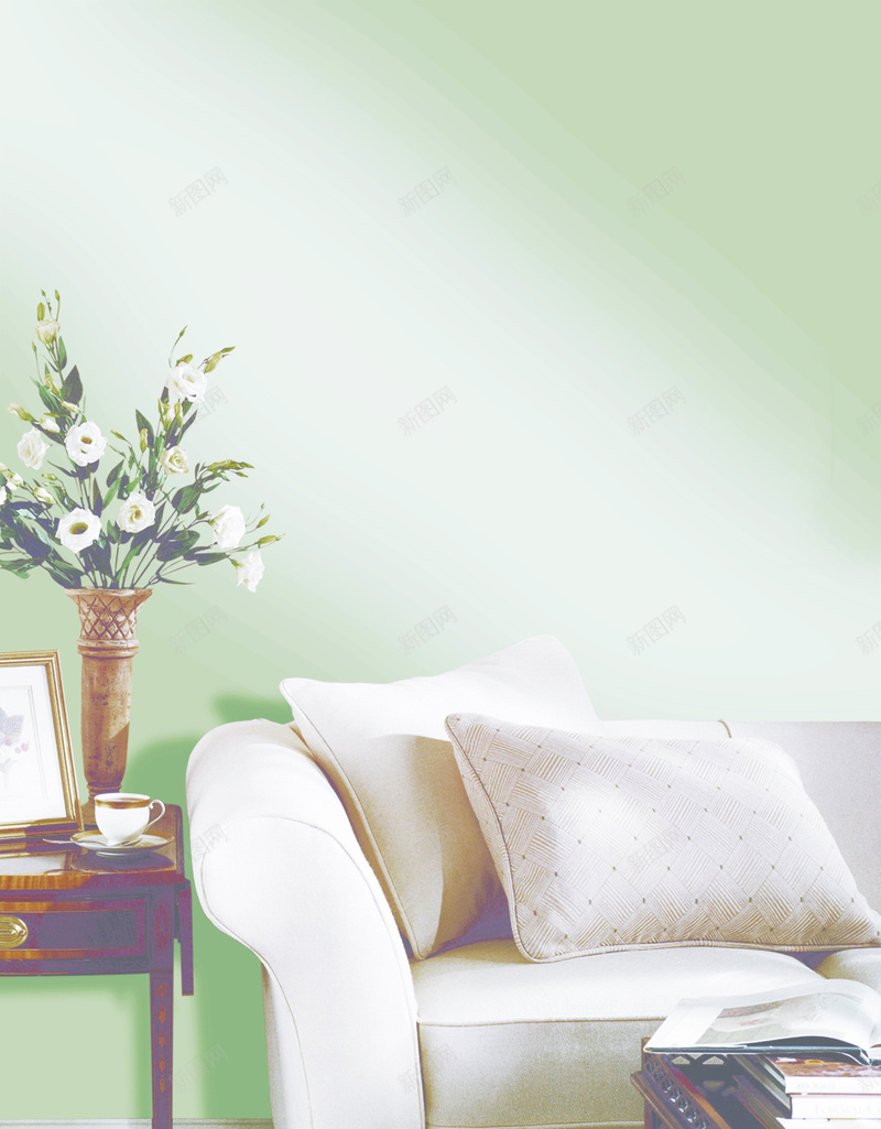 时尚淡雅清新环保室内家居背景jpg设计背景_88icon https://88icon.com 室内家居 插花 时尚 木质家具 淡雅 清新环保 清新竹炭 白色沙发 绿色淡雅