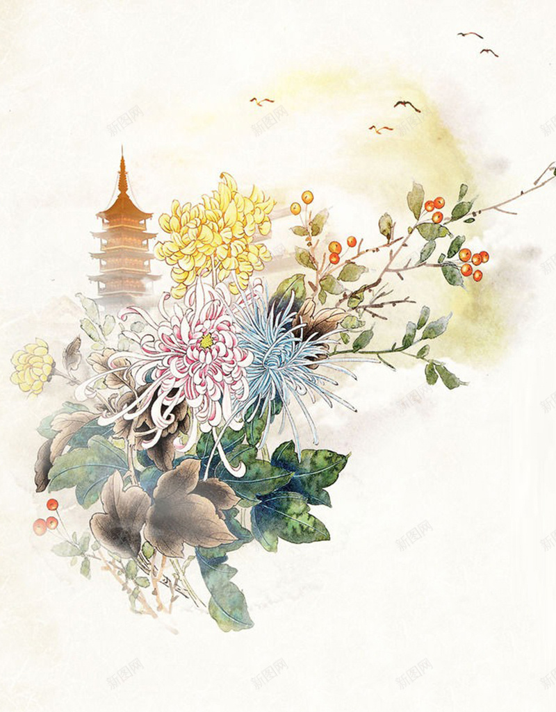 中国风故乡H5背景jpg设计背景_88icon https://88icon.com H5背景 d分层素材 psd分层素材 中国风 免费下载 手绘 故乡 源文件 花朵