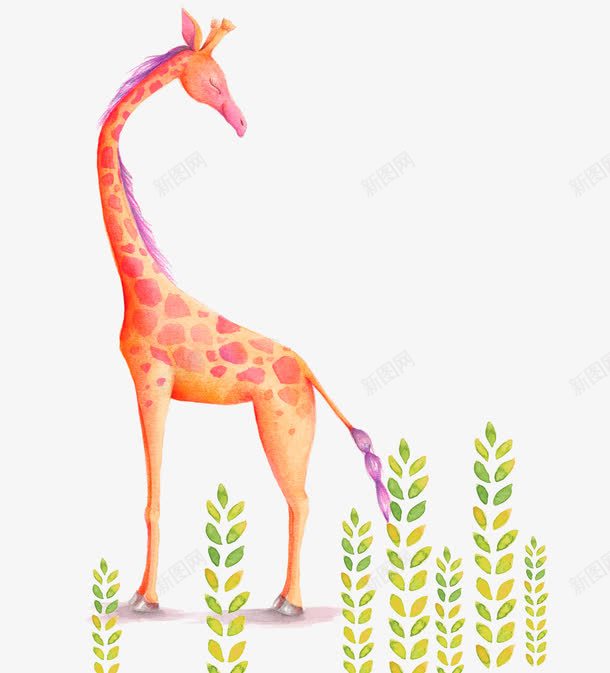 手绘小鹿图案png免抠素材_88icon https://88icon.com 动物 卡通图 小鹿 手绘 绿叶 装饰