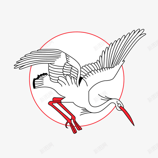 圆圈仙鹤png免抠素材_88icon https://88icon.com 中式 仙鹤 传统纹样 鹤