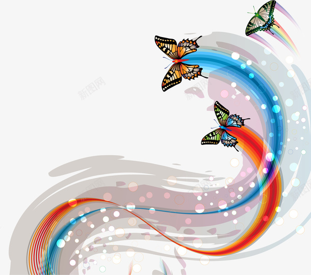 梦幻彩色蝴蝶图案矢量图ai免抠素材_88icon https://88icon.com 图案 彩色蝴蝶 梦幻 矢量图