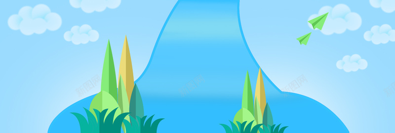 蓝色卡通夏季促销banner背景psd设计背景_88icon https://88icon.com 卡通 夏季上新 夏季促销 天猫 新品上市 新品首发 淘宝 热气球 电商促销 白云 绿植 蓝色