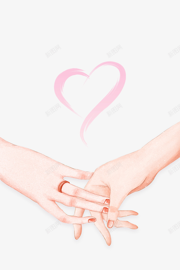 手绘情侣手牵手psd免抠素材_88icon https://88icon.com 情人 情侣手牵手 戒指 手绘 爱心 爱情
