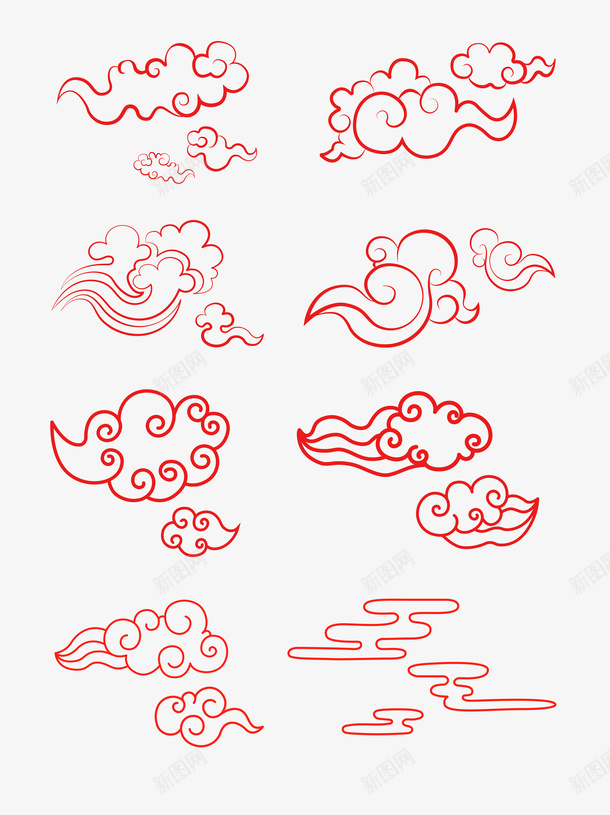 祥云中国风底纹红色元素png免抠素材_88icon https://88icon.com 中国风 祥云 红色