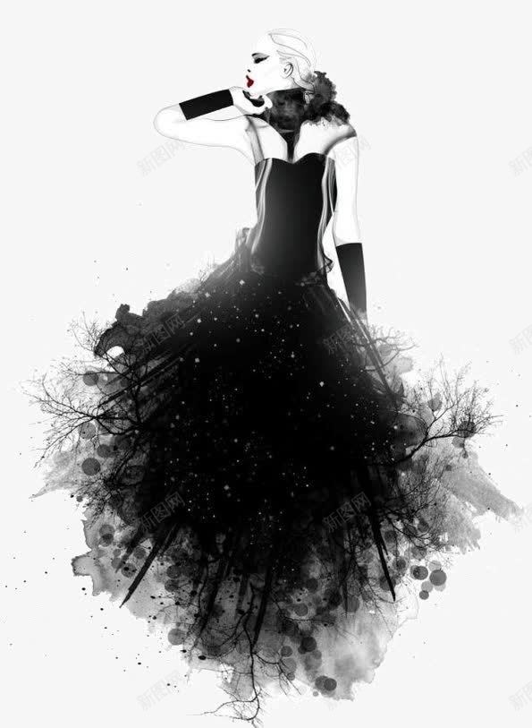 水彩风格的时尚插画png免抠素材_88icon https://88icon.com 女人 插画 时尚 水彩 艺术 风格