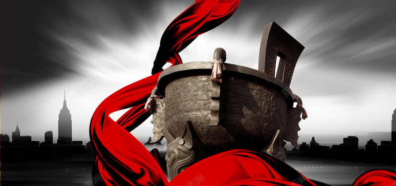 铜鼎psd设计背景_88icon https://88icon.com 青铜 鼎 中国风 海报banner