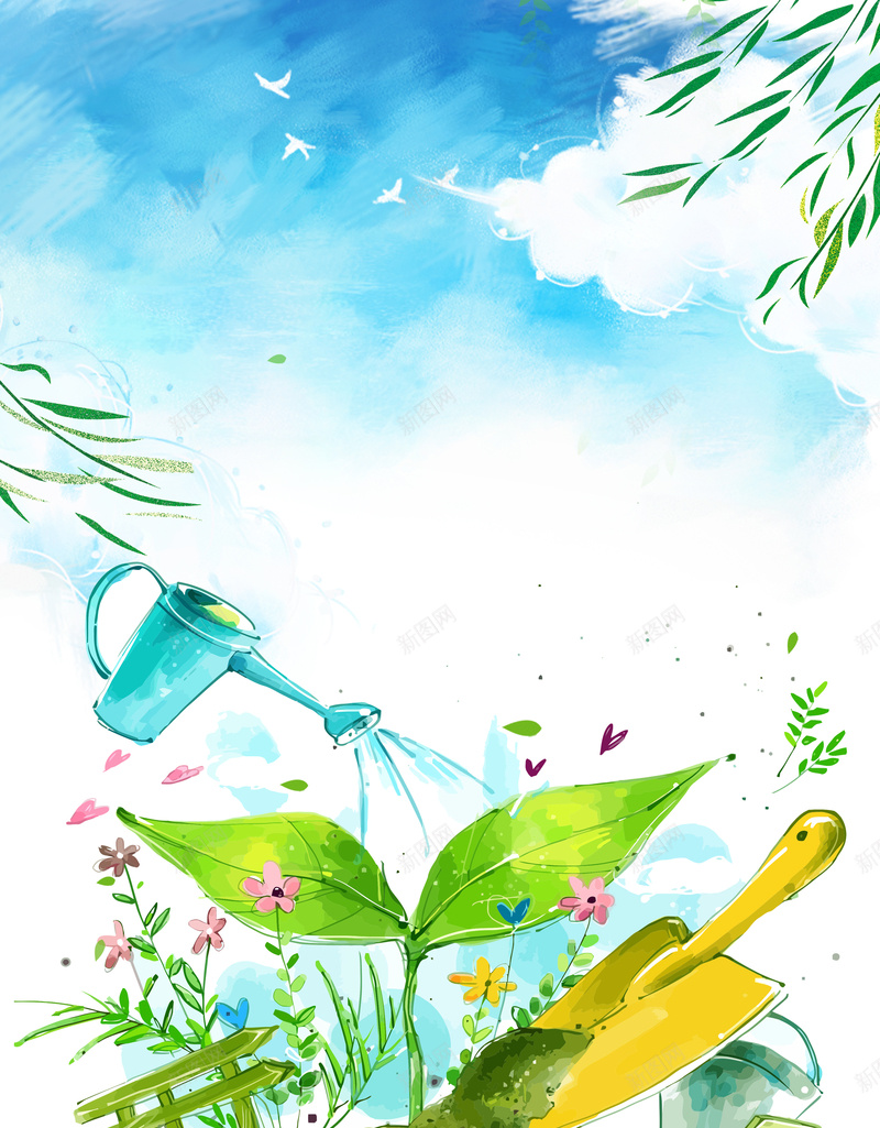 植树节绿色卡通PSD分层bannerpsd设计背景_88icon https://88icon.com 3月12日 PSD分层banner 健康 卡通 手绘 树 树叶 植树节 环保 环境 绿色