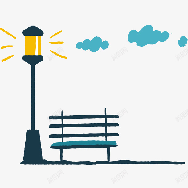 路灯卡通手绘png免抠素材_88icon https://88icon.com 卡通路灯 手绘卡通 手绘路灯 水彩路灯 路灯