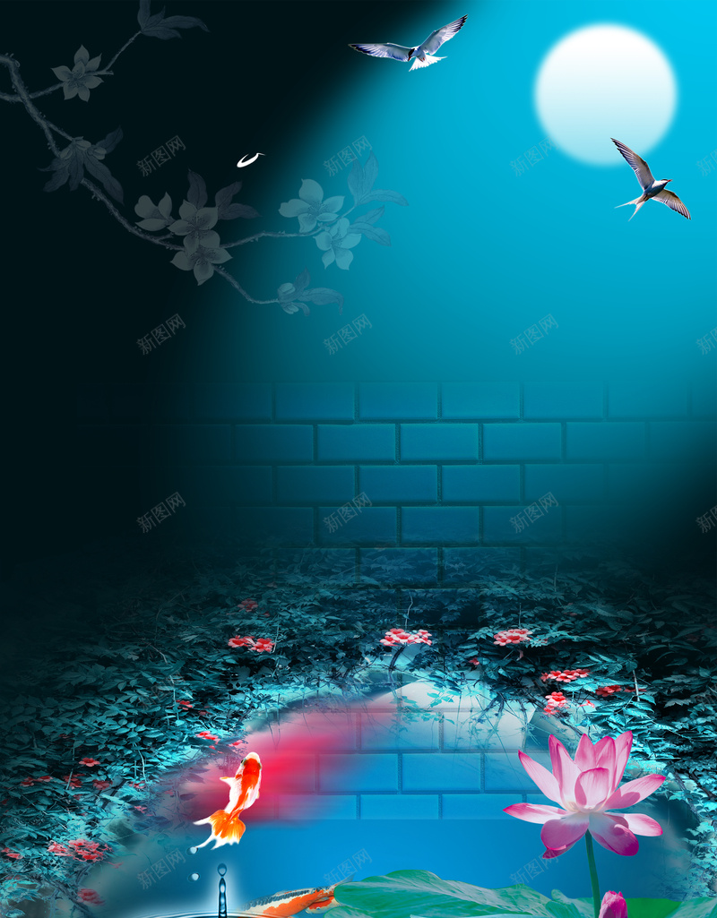 淡雅文艺花卉海报背景jpg设计背景_88icon https://88icon.com 女装 文艺 梦幻 浪漫 海报 淡雅 花卉 金鱼