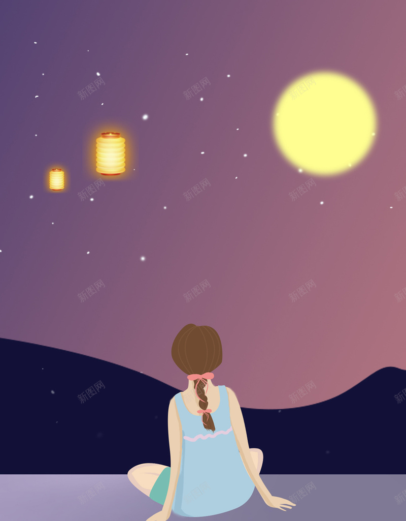 手绘月满中秋节日海报背景素材psd设计背景_88icon https://88icon.com 秋季促销 手绘 月亮 灯笼 秋天 国庆 中秋节 双节同庆 商场促销 秋装上新