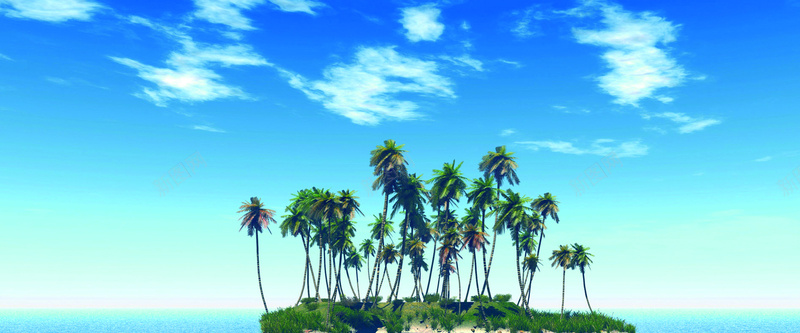 夏日海岛风景图jpg设计背景_88icon https://88icon.com 夏天 椰树 海 蓝色 风景 海报banner 摄影