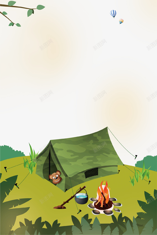 绿色卡通清新春游野营海报背景psd免抠素材_88icon https://88icon.com 卡通 旅游 春游 海报 绿色 草地 野营