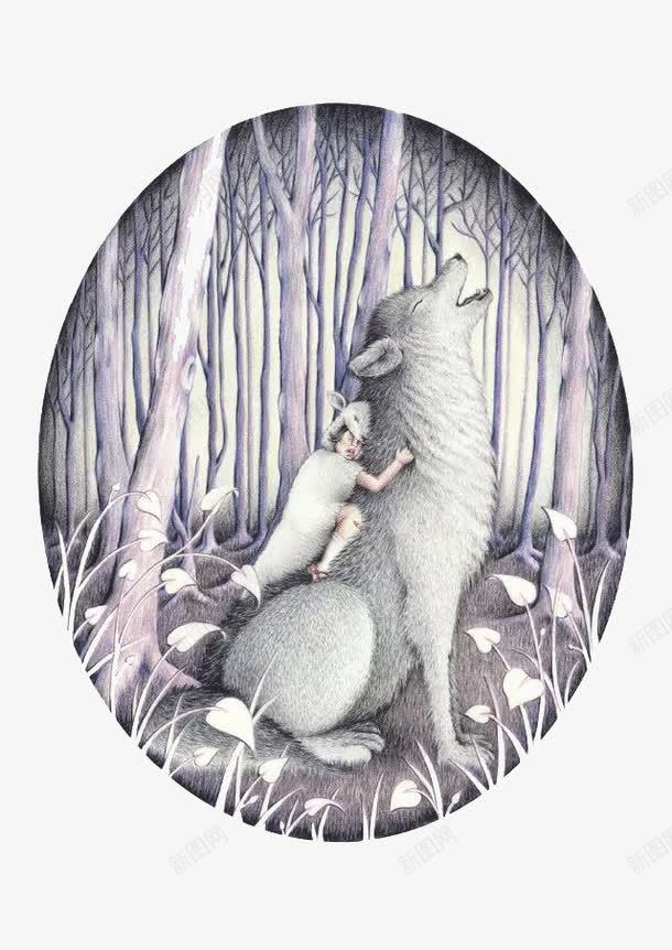 狼和人彩铅插画艺术png免抠素材_88icon https://88icon.com 孩子 彩铅 插画 狼 精美 艺术 设计