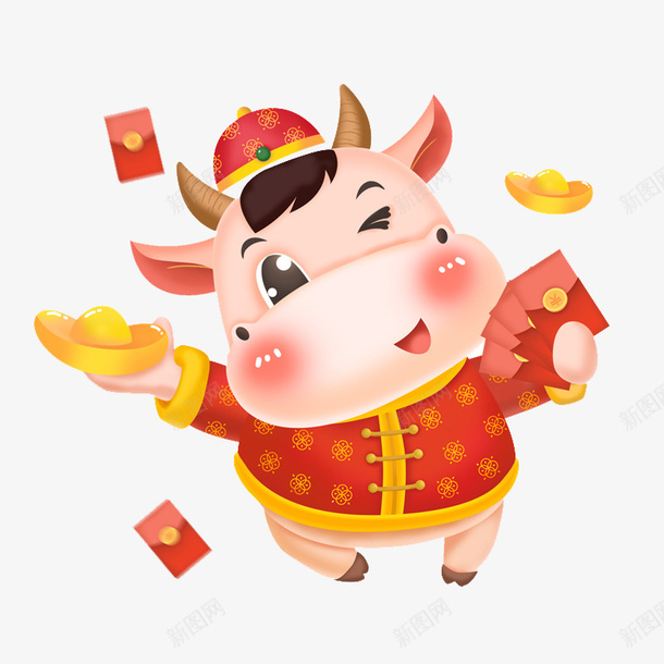 发红包元宝的财气牛psd免抠素材_88icon https://88icon.com 12生肖牛 喜庆 手绘 牛 生肖牛 节日牛