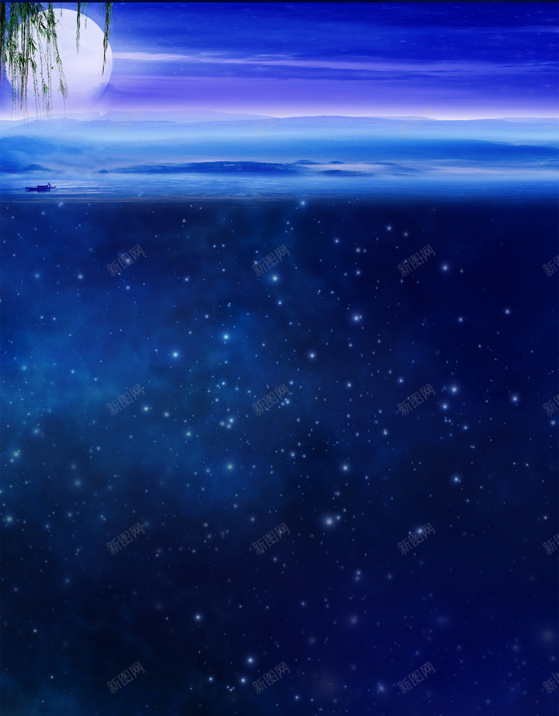 蓝色梦幻星空背景jpg设计背景_88icon https://88icon.com 广告背景 星空 月亮 梦幻 海报背景 蓝色