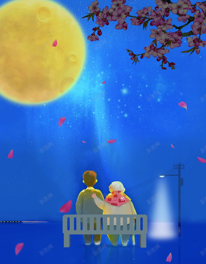 母亲节背景月亮花瓣jpg设计背景_88icon https://88icon.com 月亮 母亲节背景 花瓣 落叶