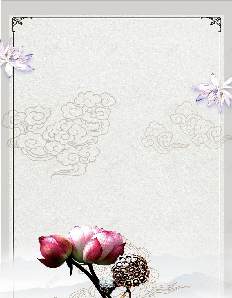 灰色中国风荷花PSD分层H5背景psd设计背景_88icon https://88icon.com H5 PSD分层 中国风 古朴 文艺 灰色 祥云 背景素材 花 花瓶 荷花 边框