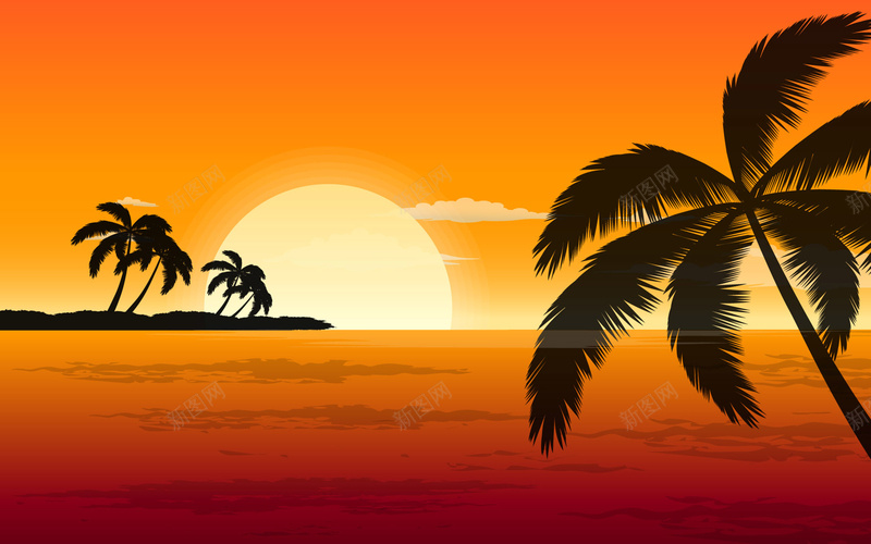 夏日黄昏大海风景平面广告jpg设计背景_88icon https://88icon.com 唯美 夏日 大海 天空 平面广告 插画 摄影 椰树 漫画天空 风景 黄昏