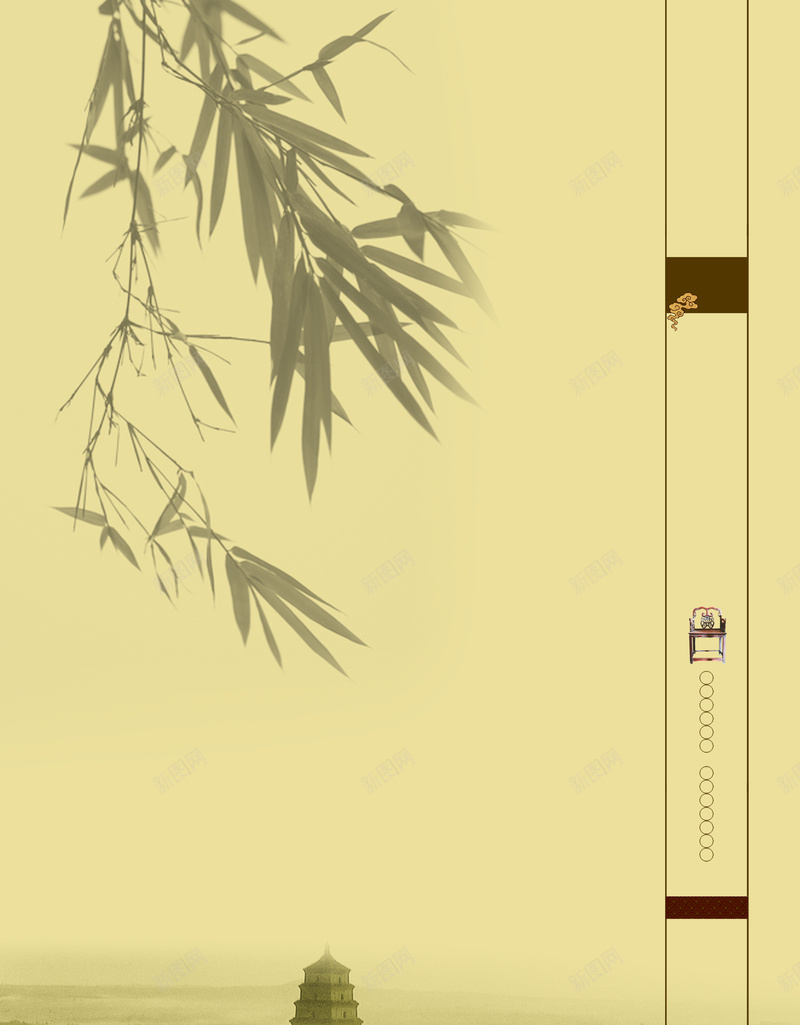 中国风米黄清雅竹子背景jpg设计背景_88icon https://88icon.com 中国风 开心 竹子叶 米黄