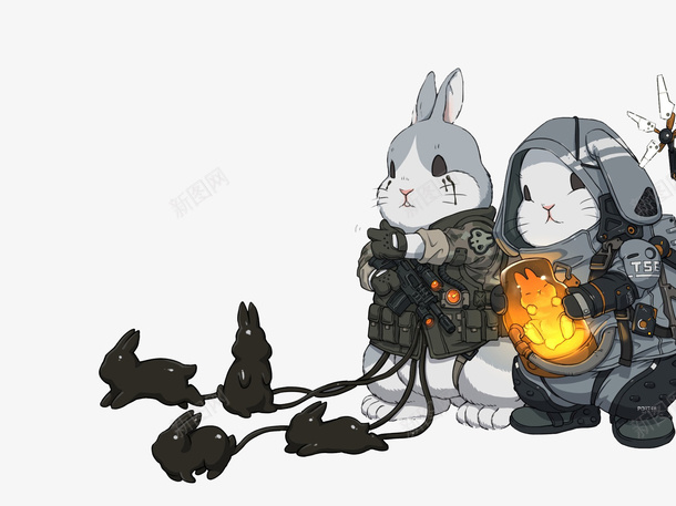 创意的两只灰兔子png免抠素材_88icon https://88icon.com 灰色 兔子 创意 海盗