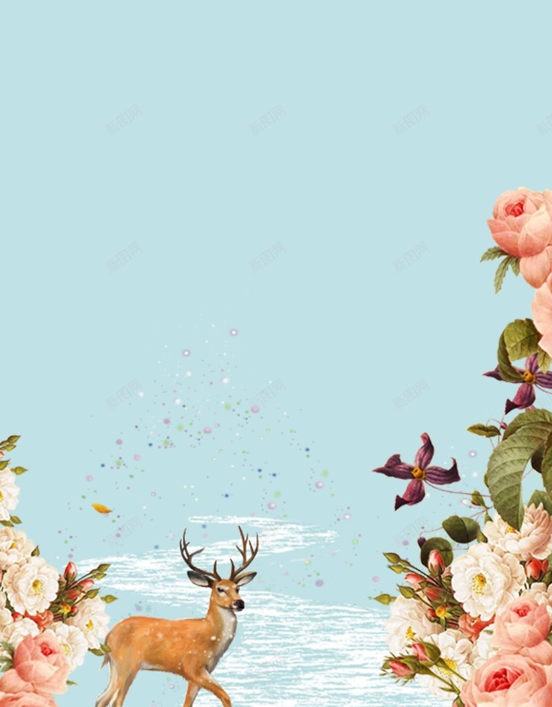 唯美可爱动物卡通psd设计背景_88icon https://88icon.com 动物 卡通 可爱 唯美 宣传 推广 活动 清新