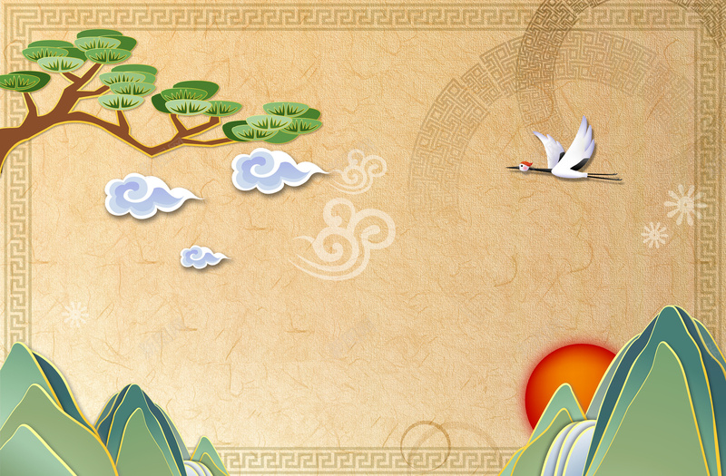 古风立体风景海报背景素材psd设计背景_88icon https://88icon.com 树 立体 背景 白云 海报 大山 文化 中国风