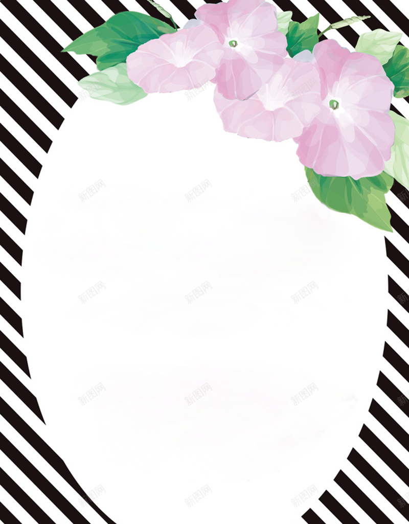 小害家手绘牵牛花条纹背景psd设计背景_88icon https://88icon.com 大方 婚庆 婚礼 小清新 文艺 春天 简洁 简约 粉色 花 花丛 黑白