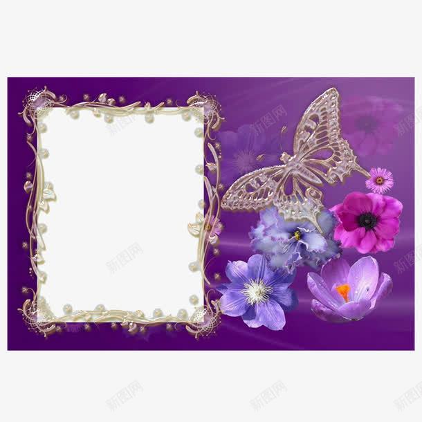 蝴蝶相框png免抠素材_88icon https://88icon.com 相框 紫色 蝴蝶 边框