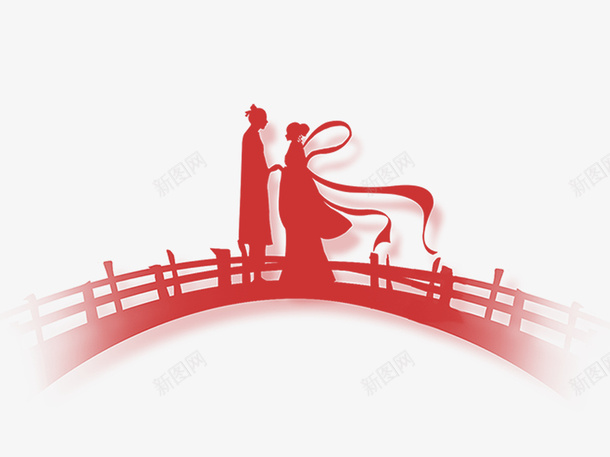 七夕人物剪影牛郎织女鹊桥相会png免抠素材_88icon https://88icon.com 七夕 牛郎织女 红色 鹊桥相会