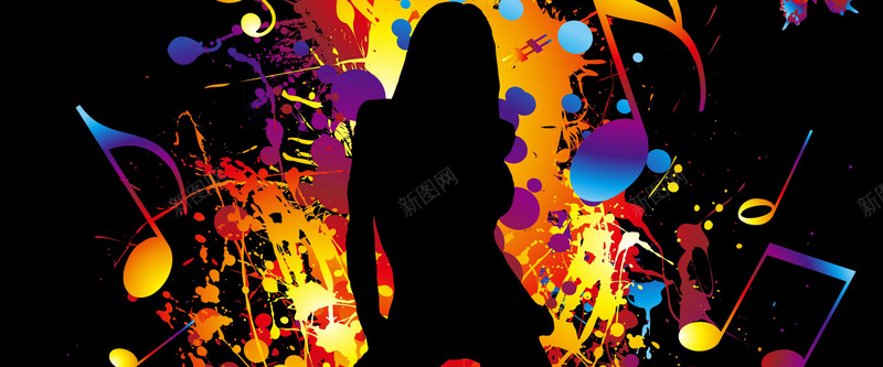 多彩缤纷黑色女剪影jpg设计背景_88icon https://88icon.com 多彩 缤纷 黑色 女 剪影 海报banner 激情 狂欢