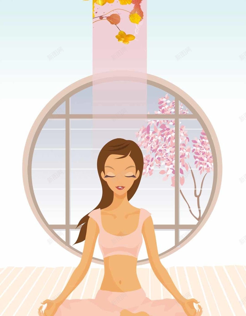 养生运动清新简约女孩插画H5背景psd设计背景_88icon https://88icon.com 养生 女孩插画H5背景素材 桃花 清新 瑜伽 窗 简约 美女 运动