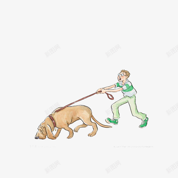 被大狗拖着走的小孩png免抠素材_88icon https://88icon.com 卡通手绘 大型狗 小孩和狗 被大狗拖着走的小孩