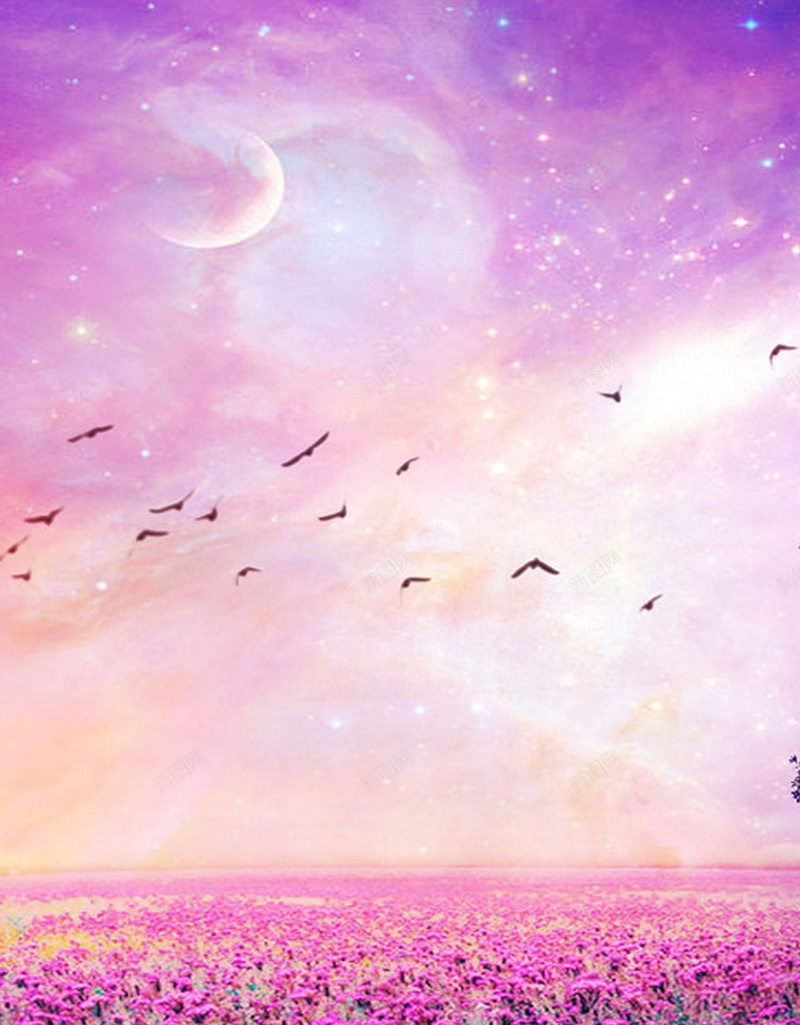紫色梦幻花海手机端H5背景jpg设计背景_88icon https://88icon.com H5背景 光晕 大雁 小清新 手机端 朦胧 梦幻 梦幻紫色 梦幻背景 紫色背景 花海 花田