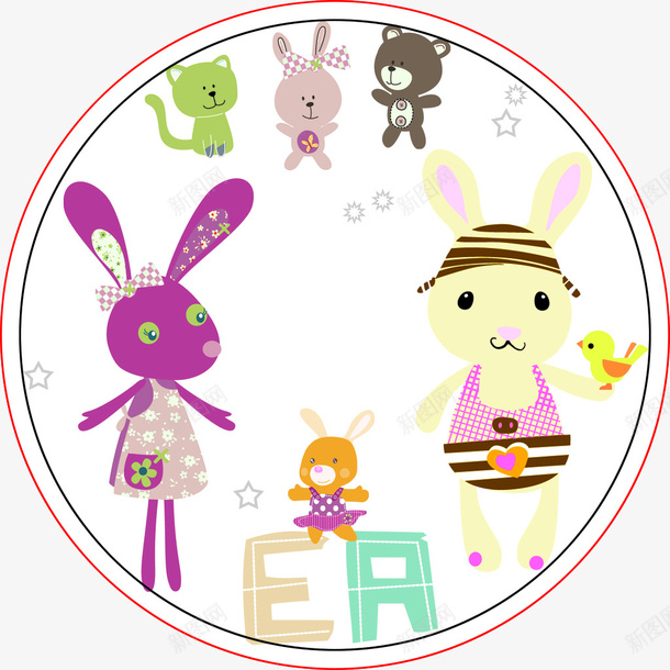 圆形小动物png免抠素材_88icon https://88icon.com 小兔 小动物 小熊 小猫 小猫咪 小花兔 小鸟