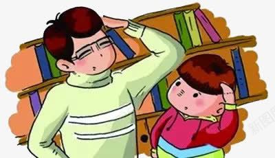 书房父子png免抠素材_88icon https://88icon.com 书房 书柜 亲子 教育 父子