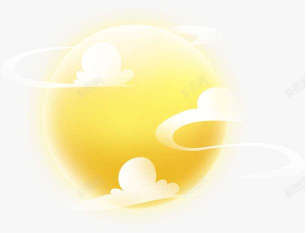 中秋月亮黄色云朵png免抠素材_88icon https://88icon.com 中秋 云朵 月亮 黄色