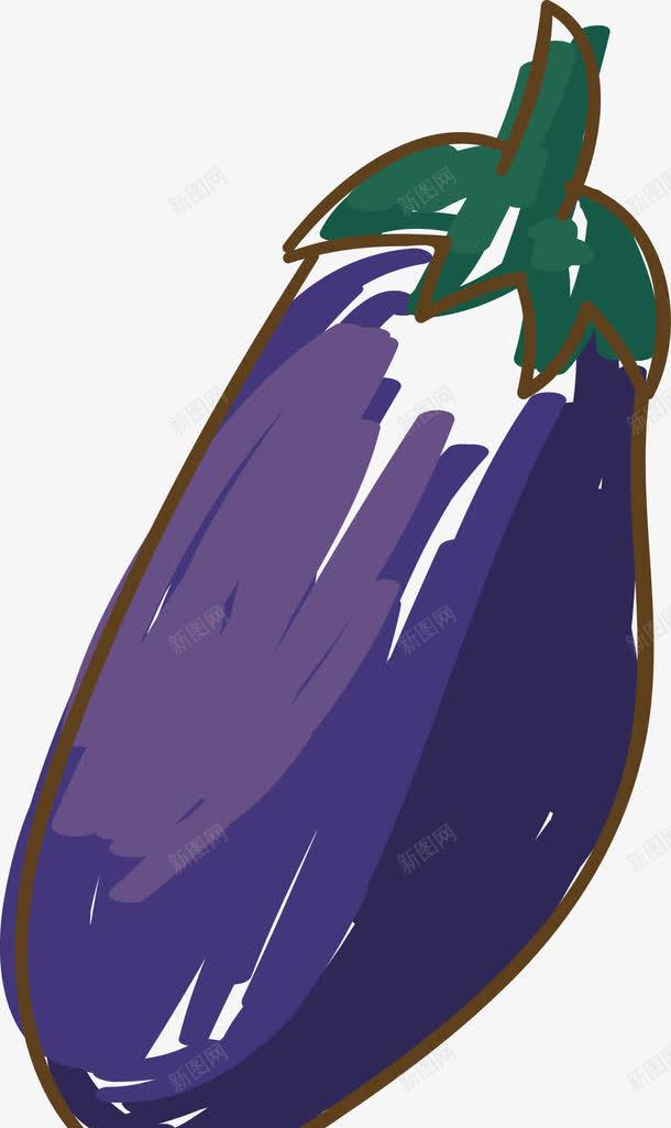 手绘茄子png免抠素材_88icon https://88icon.com 简笔画 蔬菜 食物