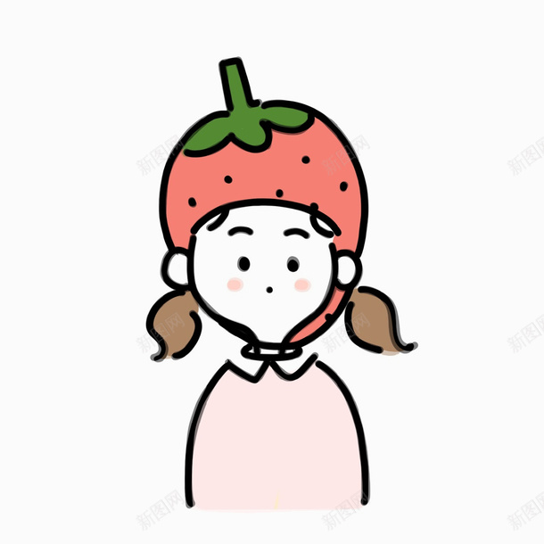 草莓女孩简约画风png免抠素材_88icon https://88icon.com 免抠 可爱 头像 简约画风 草莓女孩 装饰