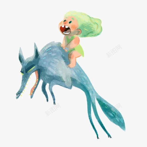 狼png免抠素材_88icon https://88icon.com 小女孩 手绘小狼 插画 水彩