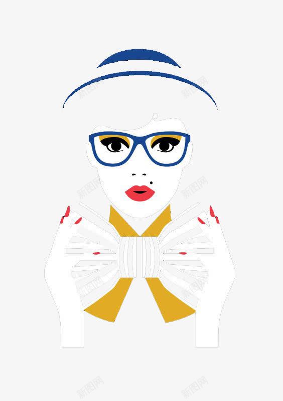 戴眼镜的女人png免抠素材_88icon https://88icon.com 女人 帽子 眼睛 蝴蝶结